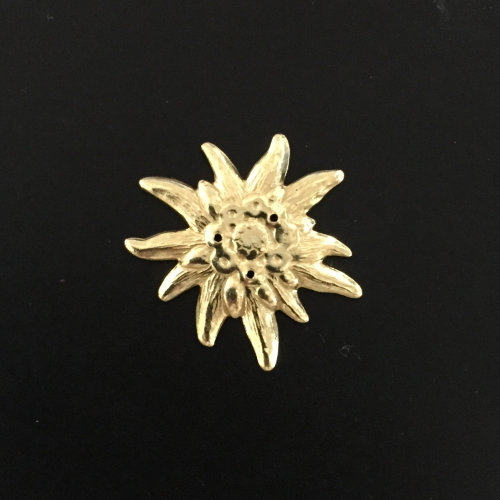 Edelweiss, Solid Brass, large,  36 x 40 mm